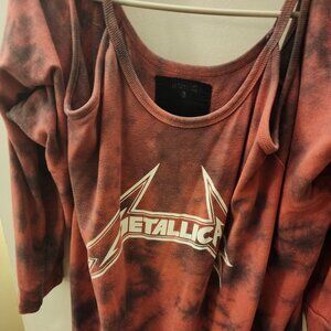 Metallic cold shoulder top